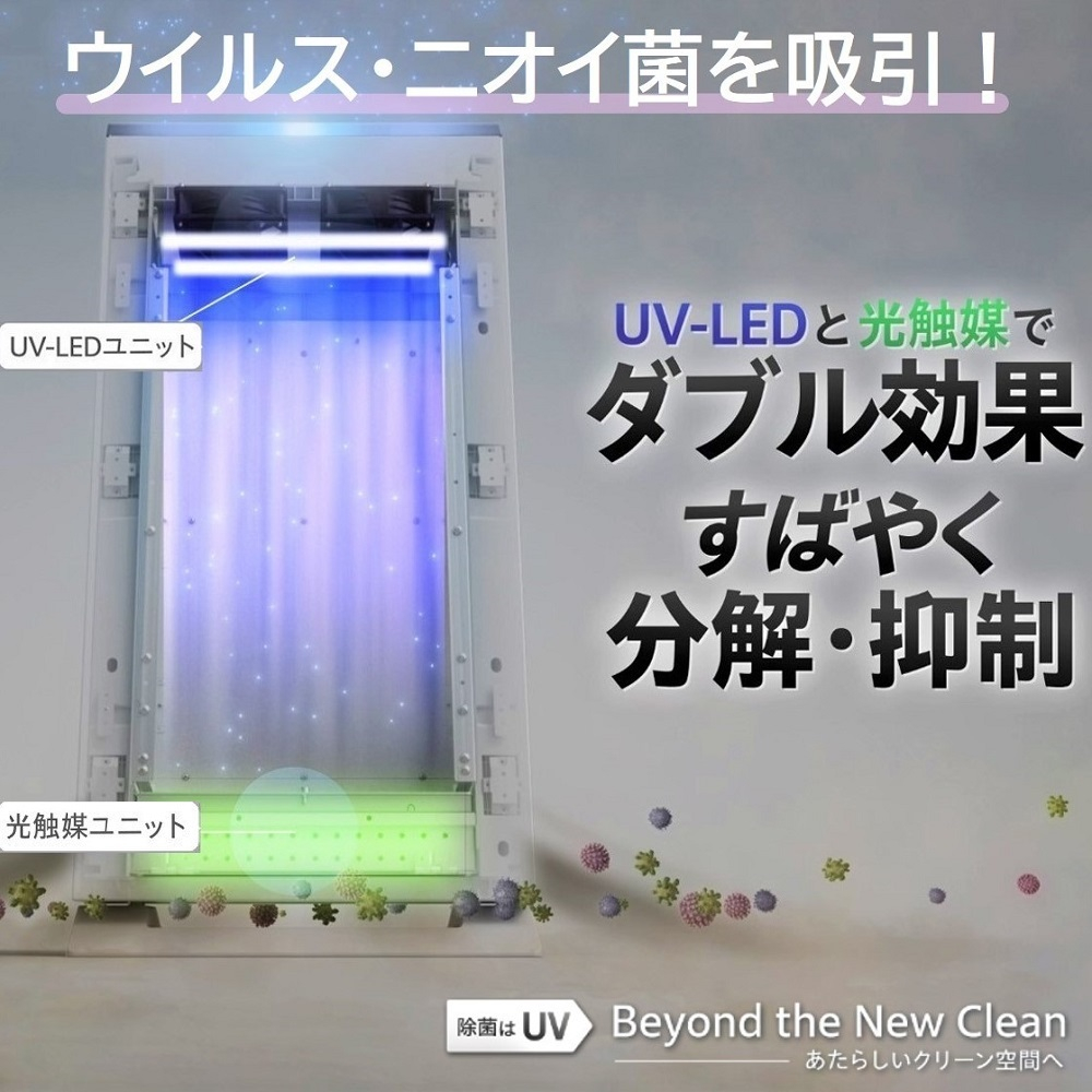 ウイルス抑制・除菌脱臭用ＵＶ－ＬＥＤ＋光触媒装置 ＵＶｉｓｈ 据置